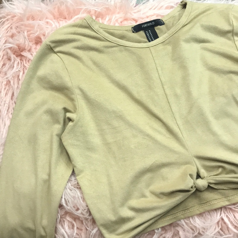 NWOT forever 21 suede long sleeve crop top